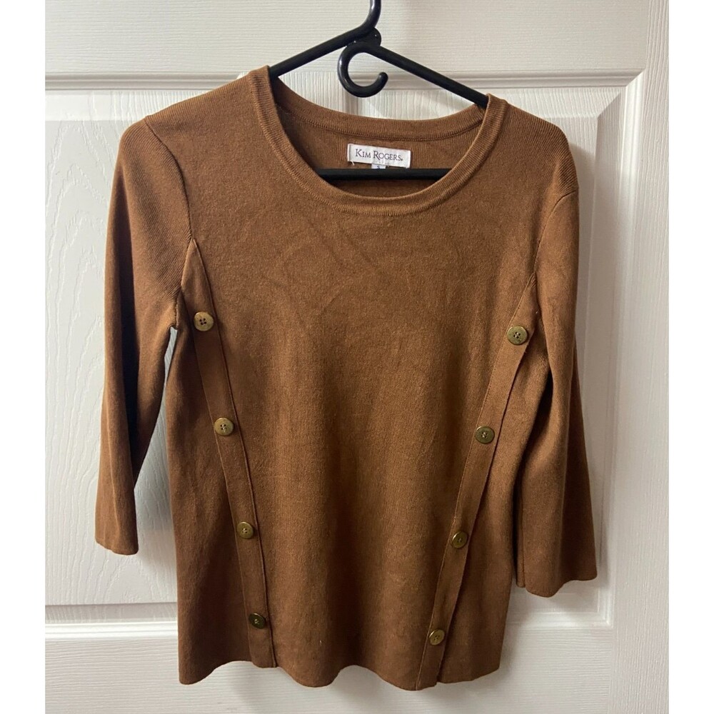 Kim Rogers Green Pullover Sweater Women's Size S Long Sleeve Round Neck